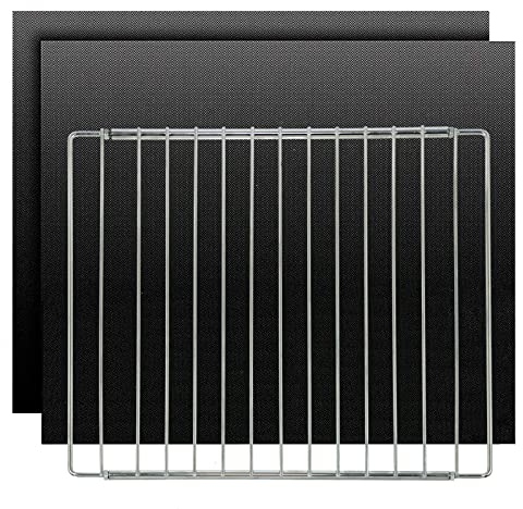 SPARES2GO Oven Liner Adjustable Shelf Universal Extendable Locking Rack + 2 x Liners