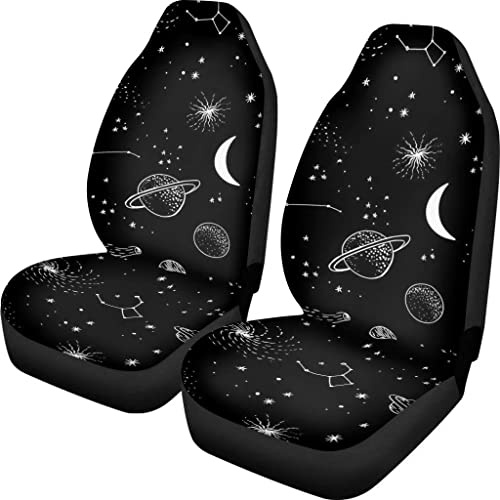 Coloranimal Galaxy Autositzbezüge, schwarzer Mond und Sterne, Autositzkissen, rutschfest, für Damen und Herren