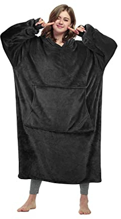 Catalonia Classy extra lång fleece huvtröja, fluffig överdimensionerad gosig filt med ärmar och huva, varma stora huvfiltar, bärbar filt att klä på sig som en presentidé för kvinnor män