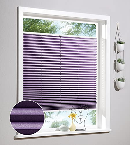 Deco Home | Plissee nach Maß, Personalisierbare Plissees mit & ohne Bohren, Sichtschutz Fenster, Faltrollos | Lila