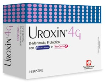 Uroxin®4G Integratore Alimentare per la salute delle vie urinarie - 4 grammi di D-mannosio, BioCell Collagen®, Probiotico e ProQutin™, un'associazione brevetteta di Propoli e Quercetina - 14 bustine