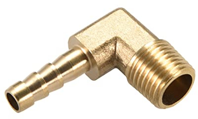M METERXITY Ottone Tubo flessibile Portagomma Raccordi - 90 Grado Gomito Ottone 6mm Spinato Riduttore Applica a Acqua Carburante (1/4 PT Maschio Tubo)