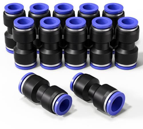 Bwintech 12 Pcs 10mm bis 12mm pneumatische gerade Verringerung Push to Connect Adapter Quick Release Reducer Fittings(PG10-12)
