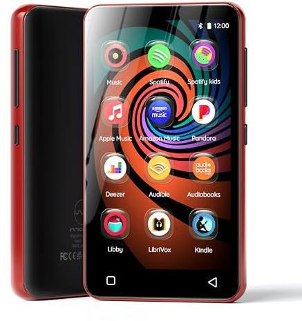 Innioasis 160GB MP3 Player with Bluetooth and WiFi, Android Music Player with Spotify,Amazon Music,Pandora,APP Store, 4 Full Touch Screen MP3 Player with Audible,Libby,Audiobook (Black_Red)