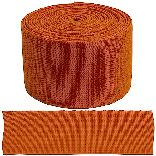 AERZETIX - C67422 - Elástico plano tejido 3 metros - anchura 50mm - color naranja - en poliéster y látex - confección mercería costura ropa tela cinturón pantalones falda