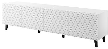 Homlando TV Schrank Lowboard LOCO 200 cm Moderner TV-Stand mit 4 Türen – TV Board – Sideboard für das Schlafzimmer oder Wohnzimmer (Weiß Matt)