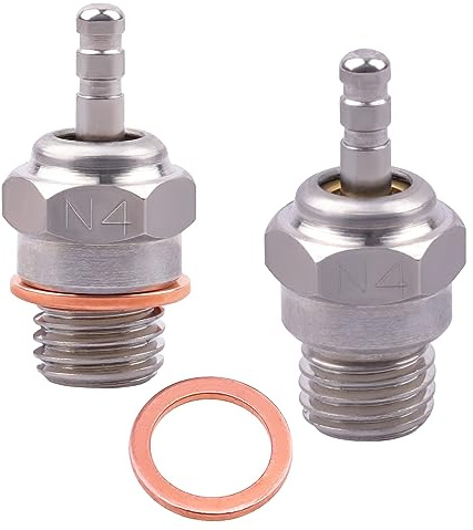 CrazyHobby N4#4 NO.4 Glow Plug 70117 Medium Hot Spark Nitro Engine Parts for Traxxas HPI HSP Kyosho Redcat 1/8 1/10 RC Car Truck Buggy Replace OS 8 (2PCS)