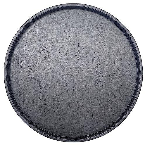 QAVOL 25 Inch Round Ottoman Tray - Faux Leather Large Serving Tray for Couch/Coffee Table, Family Dinner, Picnic, Party Decor (25 inch Black)