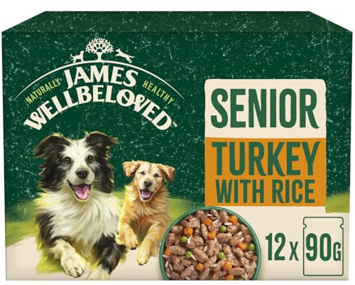 James Wellbeloved Senior Dog Food with Turkey in Gravy Pouch 12 x 90 g