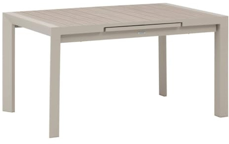 HESPERIDE - Table de Jardin Extensible Evasion Argile - 8 Places - Aluminium Antirouille Aluminium Effet Bois - Meuble d'Extérieur Rallonge