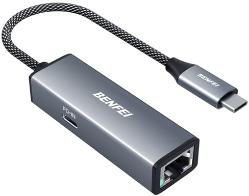 BENFEI Adattatore da USB C a Ethernet con PD 100W, USB C (Thunderbolt 3/4) a RJ45 Ethernet 1Gbps - LAN Gigabit RJ45 con alimentazione, per iPhone 15 Pro/Max MacBook Pro/Air 2023 iPad Pro iMac