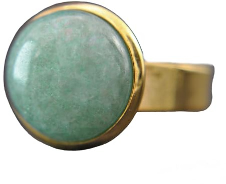 Ring Gold Damen Edelstahl - Goldring mit Edelsteinen - Verstellbares Design mit Natürlicher Jade - Elegantes, Handgefertigtes Accessoire - Perfektes Geschenk für Sie