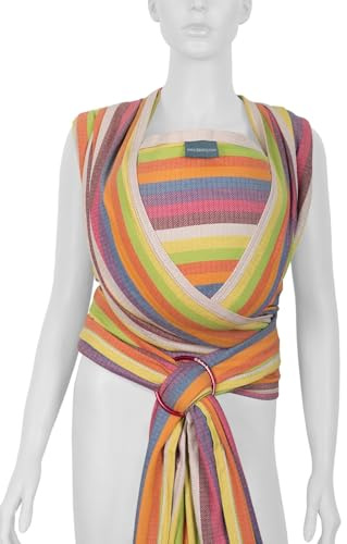 Gewebtes Babytragetuch Dacony - einschließlich zwei Ringe, 100% Baumwolle, geeignet für Kinder von der Geburt bis zum Alter von 3 Jahren (Rainbow, L)