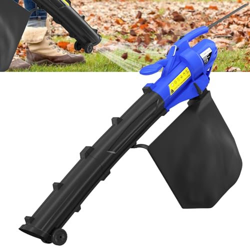 Soffiatore aspiratore trituratore per Foglie da Giardino 3500 W, soffiatore per Foglie 3 in 1 con Sacco di Raccolta da 35 l, Tracolla, Ruote girevoli, Rapporto di triturazione 10:1, Cavo da 10 m, ra