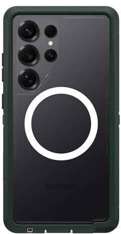 OtterBox Defender Series XT Clear Hülle mit Magneten für Samsung Galaxy S25 Ultra, stoßfest, Ultra-robust, schützende Hülle, 7X getestet nach Militärstandard, Grün | Robuste, robuste und langlebige Samsung Galaxy Hülle mit Magneten, druckbefestigte, zweilagige Handyhülle für Samsung