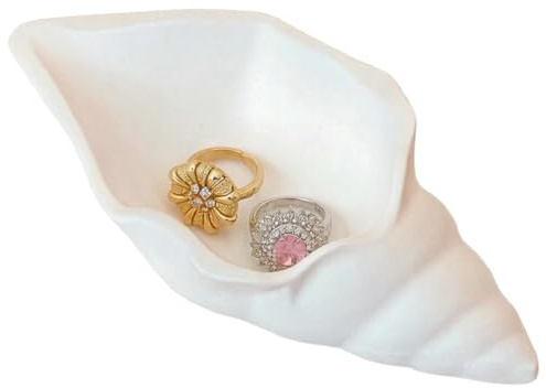 nbeads Muschel Form Keramik Schmuck Tablett, Aqua Shell Trinket Dish Ring Ohrring Halter Dekorativer Schmuckteller mit Meeresmotiven für Schmuck, Weiß