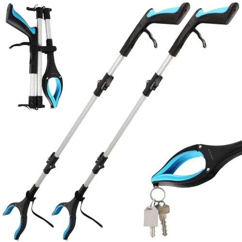 PEARL Greifer: 2er-Set Faltbare Magnetgreifzangen,92cm,Aluminium, Seniorengreifhilfe (Greifhilfe, Greifarm, Schlüssel)