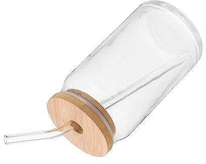 KICHOUSE Transparente De Vidrio Con Tapa Pajita Reutilizable Para Agua Envase Seguro Para Bebidas y Fiesta
