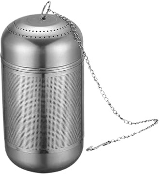 AMSLSIU Filtre à thé Circulaire, infuseur en Acier Inoxydable pour théières, Boules à épices en Acier Inoxydable, Accessoires de Cuisine circulaires, avec chaîne, Grande Taille