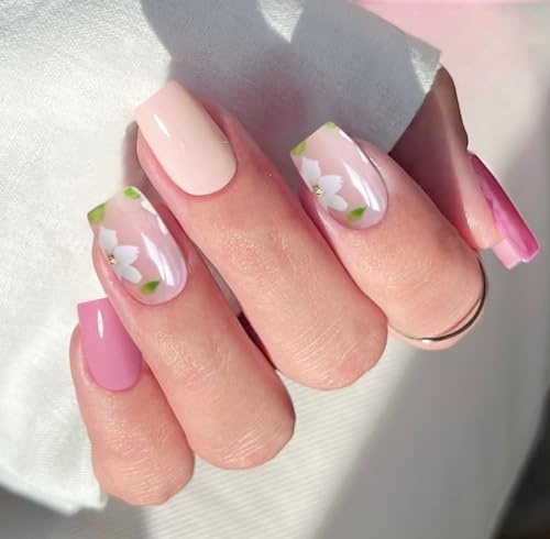 JMEOWIO White Flower Semi Cured Gel Strips Wraps Nail Art Sticker
