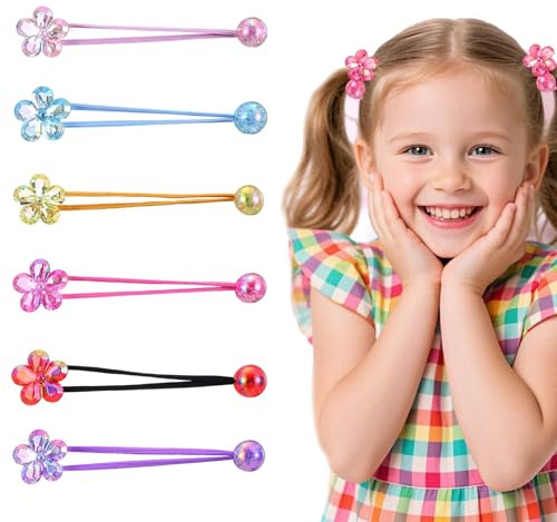 Zimocepuz Haargummis Mädchen,12 Stück Bunte Kamelienperlen Gummiband Haarbänder Mit Kugeln,Keine Beschädigung Der Pferdeschwänze Für Kleinkinder Mädchen