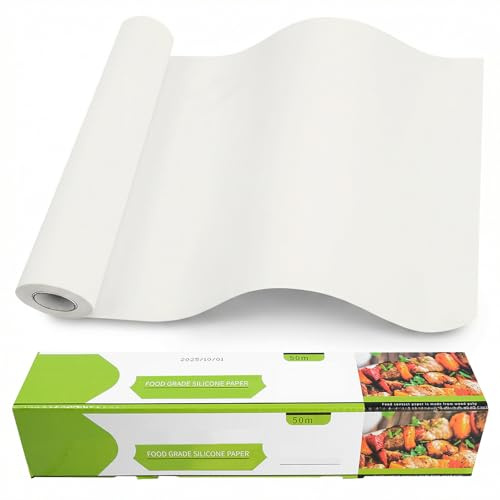 JJYHEHOT Baking Paper Roll 30cm x 50m, White Non-Stick Parchment Paper, Greaseproof Paper for Baking, Cooking, Freezing, for Oven, Kitchen, Air Fryer, Freezer, Pastry