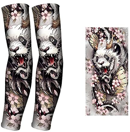 KIMISS Sonnenschutz-Armstulpen für Radfahren Im Freien, Laufen – Temporäre Tattoo-Ärmel für Männer und Frauen (Qiankun-Tier)