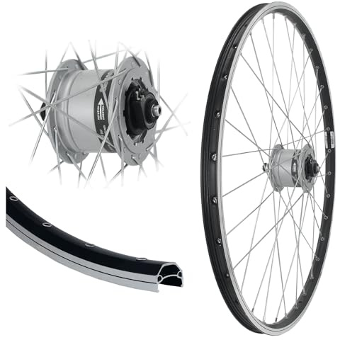 AGGRO-X 26 Zoll Vorderrad Nabendynamo Aluminium 19-559 Hohlkammer Felgenbremse 6 Volt 3 Watt Silber