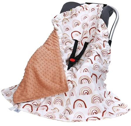 Miracle Baby Coperta Avvolgente in Cotone 90x90cm, Copertina Multifunzionale Universale per Neonati, Passeggino, Ovetto e Seggiolino Auto, Reversibile per Quattro Stagioni, Arcobaleno