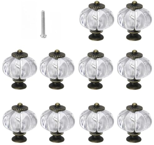 Txuzong Tiradores para cajones, 10 piezas, botón para muebles, Vintage, botón transparente color calabaza, compacto, para cajones, armarios, cómodas