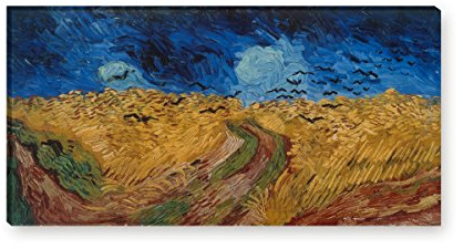 Wandkings Leinwandbilder von Vincent van Gogh - Wähle ein Motiv & Größe: Weizenfeld mit Raben - 80 x 40 cm