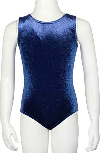 GymStern Turnanzug Body Nicki Samt Mädchen Gymnastikanzug Kurzarm Kinder Turnbody kurzärmlich Balettrikot Balettanzug Farbe Dunkelblau, Größe 152