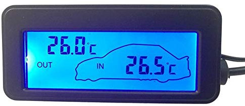 WATERFAIL Thermomètre Numérique De Voiture DC12V, Jauge De Compteur De Temp. Intérieur/Extérieur De Voiture LCD pour Camion Et Camion - Deux Rétroéclairage Peuvent Être Sélectionnés