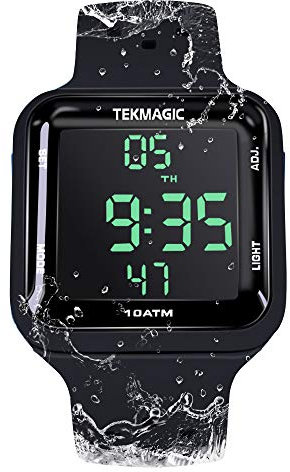 Montre Résistant l'eau 10 ATM 100m Lumineux Montre de Plongée sous Marine avec Fonctions de Réveil, Chronomètre, Double Fuseau Horaire, Calendrier, Format 12/24 Heures Sélectionnable