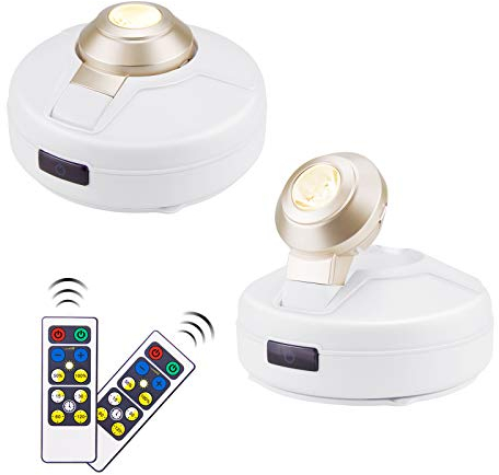 HONWELL - Foco LED de techo, inalámbrico, funciona con pilas, luz para diana de diana con luz de pie regulable con mando a distancia para iluminar, cuadro de arte y armario, color blanco cálido