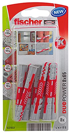 Fischer 537651 Blister Duopower, 8X65, Mehrfarbig