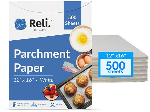 Reli. 500 Pcs Parchment Paper Sheets, 12x16 in. | White, Non-Stick, Pre-Cut Pan Liners | Baking, Air Fryer, Grilling