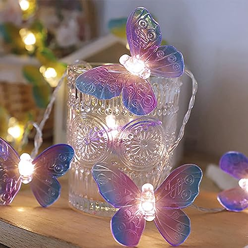 Fielegen 3M 20 LED Schmetterling Lichterkette mit Batterie Warm Weiß Lichterkette Schmetterling Dekorative Lichter für Innen Schlafzimmer Sommer Garten Hochzeit Party Valentinstag Weihnachten Dekor