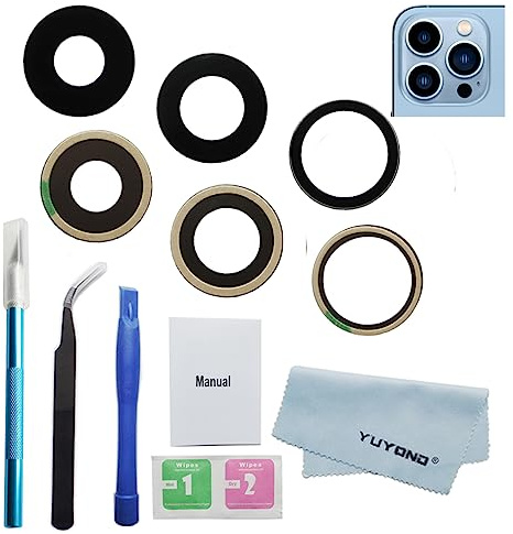 YUYOND 3pcs OEM Original Rear Camera Glass Lens Replacement for iPhone 13 Pro and for iPhone 13 Pro Max with Adhesive Preinstalled and Repair Tools Kit (for 13 Pro 6.1 / 13 Pro Max 6.7)