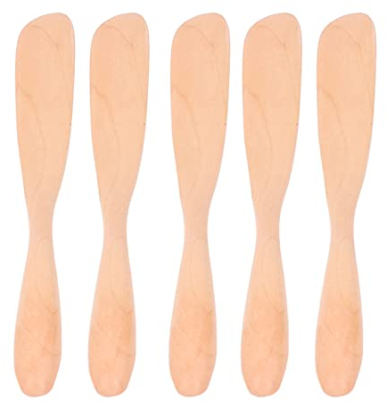 5Pcs Spalmatori di burro, Bagel di burro di legno Coltello per formaggio Spalmatore di gelatina Coltello per condimenti Spatole per sandwich Mini spatole per la cucina(Leggero)