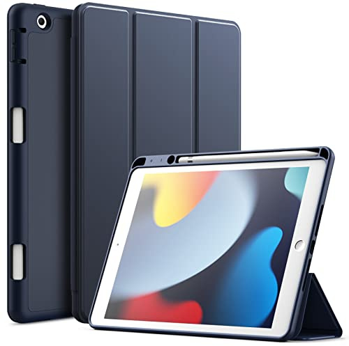 JETech Hülle für iPad 9./8./7. Gen 10,2, Tief Navy | Für iPad 10,2 (2021/2020/2019), Weiches TPU, Pencil Holder, Dreifach-Ständer, Auto Schlafen/Wachen, Stoßfestes Leichtdesign