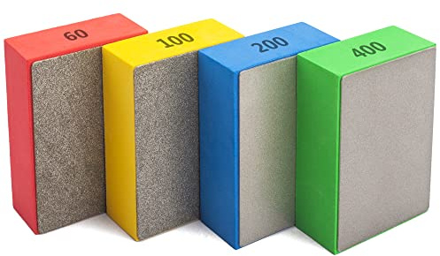 SZSYD 4Pcs Diamond Hand Polishing Pads for Sanding Ceramics Glass Tile Concrete Stone Marble Granite, 60#,100#,200#,400# (Plane)