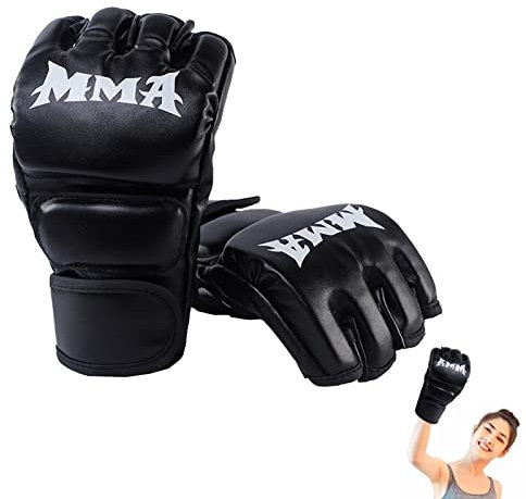 Sakamura Guantes de entrenamiento de boxeo, guantes de agarre | Guantes de choque para hombres y mujeres, guantes de kickboxing con palmas abiertas, bolsas de boxeo, muay thai