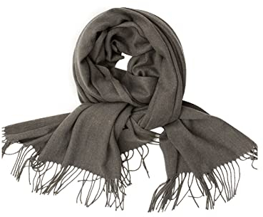 Whoiy Kaschmirschal Damen Grau, Frauen Schal Winter Einfarbig mit Quaste 200X70cm Warmer Übergroßer Winterschal-Poncho