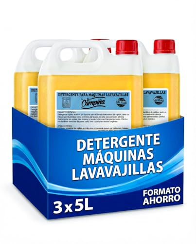 Detergente Lavavajillas Industrial Líquido Pack 3 Garrafas 5L Fórmula Alcalina Sin Espuma Alta Concentración Desengrasante Profesional Para Máquinas Y Trenes De Lavado Hostelería