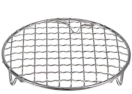 HARFINGTON Round Cooking Rack 6-inch 201 Stainless Steel Cross Wire Barbecue Grill Net with 20mm Legs for Cooking Baking Steaming BBQ