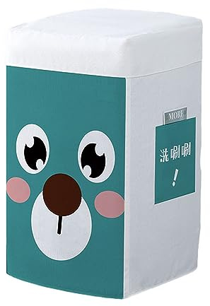 Odot Funda Lavadora de Carga Superior Funda, Lavadora Exterior Impermeable Resistente Al Polvo con Cremallera para Lavadora y Secadora de Carga Superior (Oso Verde,56x58x90cm)