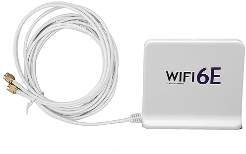VBESTLIFE Antena de Tarjeta de Red Inalámbrica WiFi 6E, 2,4 GHz y 5,8 GHz Banda Dual WiFi 6E 4dBi Antena de Tarjeta de Red Inalámbrica de Alta Ganancia, Puerto SMA, 2M (Blanco)