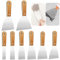 HOMURY Lot de 8 spatules de peintre en acier inoxydable avec manche en bois - Outil de plâtre pour cloisons sèches, travaux de peinture, papier peint, grattage des murs - Largeur :