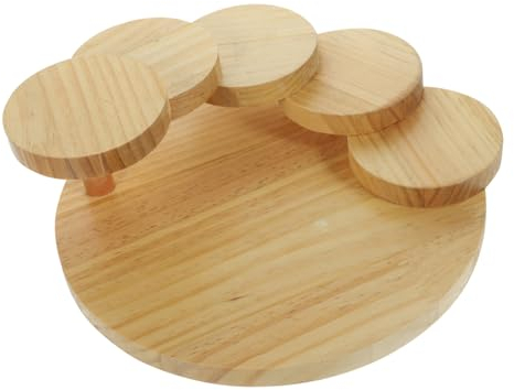 PRETYZOOM Japanese Sushi Serving Tray Wooden Rotating Step Stair Sushi Platter Food Tray for Hotpot Restaurants and Home Dining